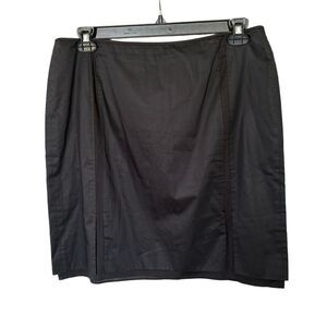 ANN TAYLOR Mini Skirt 14 Black Pencil Vertical Seams Professional Office Wear